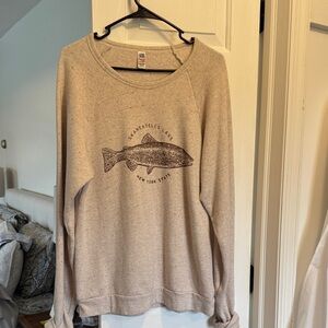 Women's Beige Crewneck Top with Graphic Design